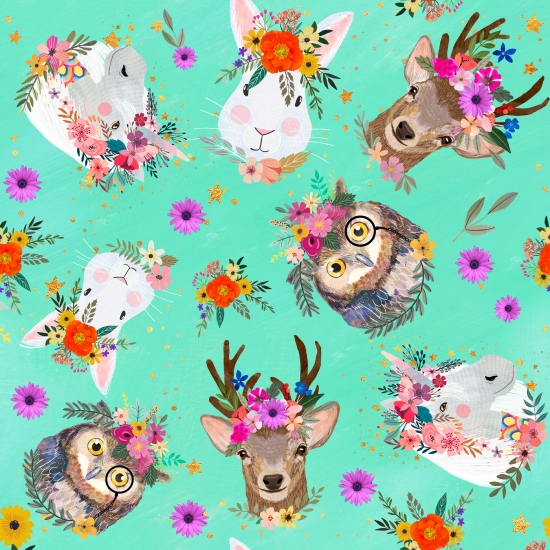 Patchwork Baumwolle - Mia Charro - Magic Friends - Mint